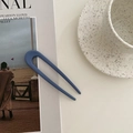 Minimalist matte blue U-shaped hairpin for hair styling on a clean white background - Navy Blue