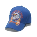 Royal blue baseball cap featuring eagle embroidery and slogan shown from 45-degree angle - One Size(Adjustable 56-60cm) / Sapphire Blue