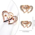 Rose gold double heart napkin ring with sparkling rhinestones for table decor - Rose Gold Double Heart Rhinestone