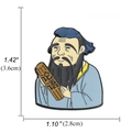 Confucius enamel pin with Analects of Confucius scroll, 3.6cm cartoon art brooch - Confucius