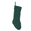 Calza natalizia classica in maglia verde scuro con motivo a trecce da appendere - Calza in Maglia a Rombi Verde