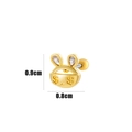 Golden rabbit stud earring with crystal ears and sunglasses measuring 0.9cm height - Dollar Rabbit Style (4#) / Gold Yellow