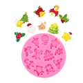 Rosa Silikon-Weihnachtsform mit Weihnachtsmann- und Baum-Motiven für DIY-Backen und Basteln - Stil 3#-Weihnachtskollektion / Rosa
