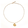 Collana in acciaio inossidabile dorato con ciondolo a conchiglia e catena a palline - Collana con Pendente a Conchiglia