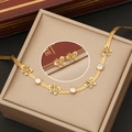 Parure de bijoux papillon en acier inoxydable doré avec zircons et chaîne serpent - 5# Ensemble Papillon B