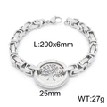 Bracciale albero della vita in acciaio argento con zirconi e catena a maglie - L:200x6mm (KB151908-Z) / Color Acciaio