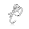 Anello a fiocco argento regolabile con zirconi brillanti per un look elegante - Stile CE00840YH / Argento