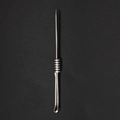 Silver 304 stainless steel toothpick tool with spring texture and ring handle - Single Thin Straight Pick