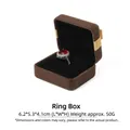 Écrin à bague en velours marron avec doublure noire, 6,2x5,3x4,1cm, couvercle rabattable - Boîte à bague / Café avec nœud