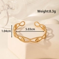 Gold bohemian open cuff bangle with hollow sun stars patterns and beaded edges - Sun and Star Hollow