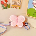 Sac bandoulière papillon en silicone rose pour filles avec sangle arc-en-ciel - Papillon / Rose
