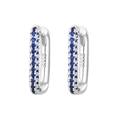 Detail of S925 sterling silver hoop earrings with pavé set blue round gemstones - Silver Rectangle Blue Zirconia Ear Buckle