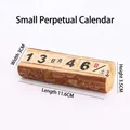 Miniature vintage wooden perpetual calendar in natural wood finish 11.6x3x3.5CM - Manual Calendar (Small)