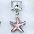 Italian charm link with a pink starfish pendant on stainless steel module base - Pink Starfish