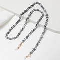 Detail of grey marble acrylic chain links with gold lobster clasp and silicone loops - Gray and White Pattern