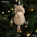 Plush Christmas reindeer girl ornament in beige faux fur, 14cm tall with golden antlers - Plush Girl Pendant Style D
