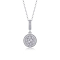 Elegant S925 sterling silver necklace featuring a sparkling round marquise pendant - Full Diamond Round Style (P13640) + GRA Certificate
