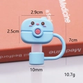 Blue camera silicone straw cover for Stanley cup with 10mm opening and fixed ring - Bagged without Straw / Blue Camera
