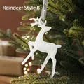 Ornamento natalizio renna glitterata bianca appesa all'albero, misura 12x10cm - Stile B (Renna che Corre)