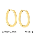 French vintage style oval C-shaped golden titanium steel hoop earrings for women - Style B (KE109343-LO) / Gold