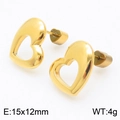 Boucles d'oreilles cœur évidé en acier titane doré, dimensions 15x12 mm pour femme - Or (KE110656-Z)