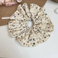 Chouchou fleuri beige vintage français avec bordure en dentelle blanche et détails - 49# Patchwork Beige Floral Dentelle Blanche (HH3984)