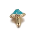 Charming gold-toned mushroom charm with teal enamel and white spots for DIY jewelry - Teal Mushroom White Dots