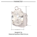 Silver oval stainless steel pendant with zircon including dimensions and weight detail - Silver Oval (VG085)