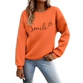 Felpa arancione girocollo con stampa Smile e grafica a cuore in stile street casual - Arancione