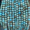 Blue-green Imperial Stone beads for DIY jewelry with natural brown mineral texture - Azure Emperor Stone