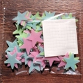 Luminous star wall stickers in pink and light green with adhesive pads in clear bag - Medium Version/100 Pieces Pack / 3cm/Glow / Colorful
