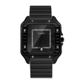 Montre à quartz carrée pour homme avec bracelet en acier noir et chiffres romains - Noir