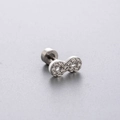 Polished silver infinity stud earring with sparkling white zircons and screw back detail - Infinite Symbol Style (A84-1#) / Single Piece