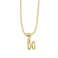 Polished 18K gold plated necklace featuring a round bead chain and letter H pendant - Letter H