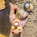Brown Capybara stress relief keychain squeezing white bubble feature with gold clasp - Bubble-blowing Capybara - Brown