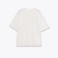 Camiseta blanca clásica de cuello redondo y manga corta con hombros caídos y costura central - S / Blanco