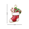 Christmas stocking alloy charm in red and green enamel, 2.6cm by 1.6cm pendant size - 3039 Tricolor Sock