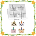 Silikonform mit 4 Mulden für Tierkerzen mit Tiger Panda Schwein und Bär Figuren - Tiger/Panda/Schwein/Bär Stil (NO.1)