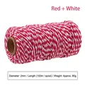 Spago di cotone bicolore rosso e bianco 2mm per confezioni regalo di Natale e fai da te - Rosso e Bianco