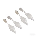 Bright silver geometric diamond drop earrings with wavy metallic texture in a set of two pairs - Silver EH008-1 (Textured Rhombus)