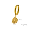 Gold stainless steel hoop earring with a small seashell pendant, 10mm height detail - E18 Conch