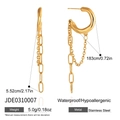 Golden stainless steel tassel chain earrings with hypoallergenic and waterproof finish - Gold Multi-Layer Mixed Chain Tassel Style (JDE0310007)