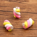 Bunte Spiral-Marshmallow-Harzanhänger mit Metallösen für DIY-Schmuckherstellung - Rosa Gelb Weiß Spirale