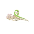 Golden metal tulip hair claw clip with pink enamel flower and pearl detail - 11CM Purple Lily Flower / Bulk Packaging