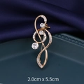 Elegant gold treble clef music brooch with white zircons, size 2.0cm x 5.5cm for women - G-Clef Gold (XD9114)