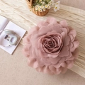 Princess style 3D pink tulle rose flower cushion cover with soft layered petals - 52*52cm / Chocolate Tulle (No Core)