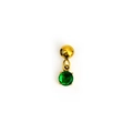 Mini zodiac birthstone charm with 18K gold plated clasp and green round gemstone - May (Emerald Color) - Gold