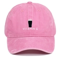 Rosafarbene Baseballkappe aus gewaschener Baumwolle mit Vitamin G-Stickerei und Bierkrug - Rosa