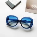 Modern irregular oversized sunglasses with translucent blue frames and gradient lenses - Transparent Blue