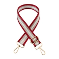 Detail of adjustable 3.8cm wide shoulder strap with red and silver metallic stripes - Burgundy
